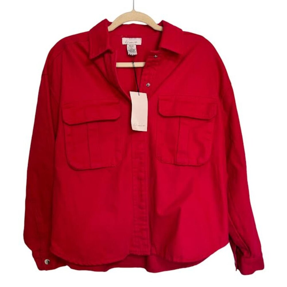 If It Were Me, Denim Shacket/Jacket, Red, Size XS, NWT